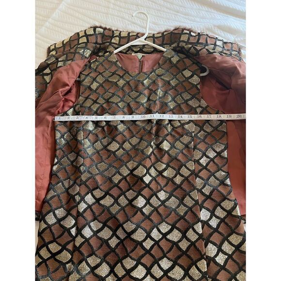 Vintage Fashions by Lee Jordan New York Sheath Dress with jacket real fur collar - Picture 6 of 16